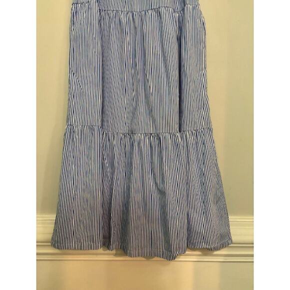 J. Crew Dress Tiered Ruffles Pin Striped Midi 6 Petite A-Line Sleeveless 6P - Picture 9 of 9